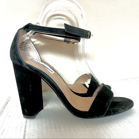 STEVE MADDEN CARRSON black ankle traps sandal pumps womens size 8 - Picture 4 of 9